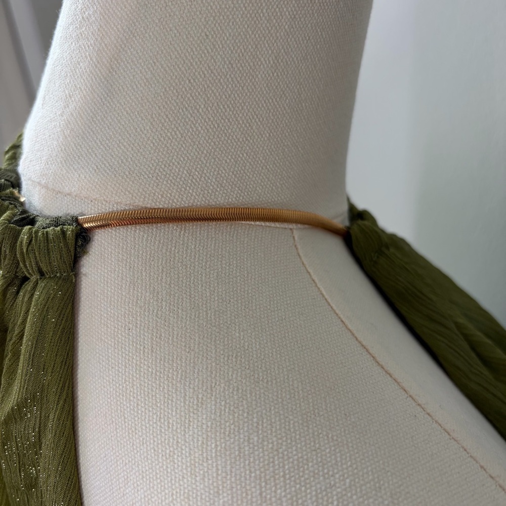 Missguided Green Metallic Tiered Ruffle Mini Dress - Picture 3 of 11